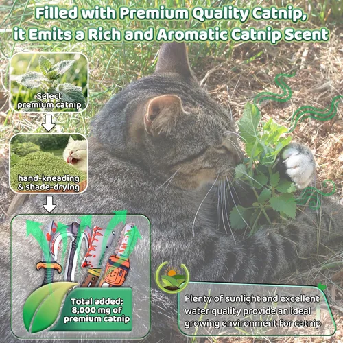 Miniatura 6 de Juguetes para Gatos [8000mg de Hierba Gatera Premium] Estilo Colorido de Dibujos Animados Terror Divertido Cuchillo Hierba Gatera Juguetes