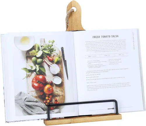 Soligt Soporte para Libro de Cocina para Encimera de Cocina iPad Tableta Ajustable Soporte para Libro de Recetas Estilo Tabla de Cortar de Madera