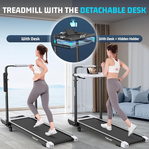 Miniatura 2 de FUNMILY Cinta de Correr Plegable con Almohadilla de Caminata Mejorada con Inclinación del 12%/15% y Barra de Manejo, Cintas de Correr Compactas