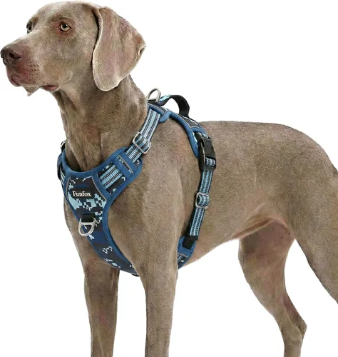 Miniatura 9 de Funfox Arnés para perro sin tirones, arnés de chaleco ajustable para mascotas, material súper suave con mango vertical, fácil control, paseo