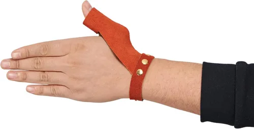 Miniatura 4 de TOPARCHERY Guantes de flecha 2 dedos protector de cuero para mano derecha izquierda caza tiro objetivo recurvo caballo arco
