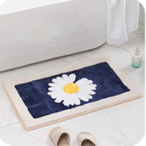 Miniatura 3 de Alfombra de baño con diseño de margaritas, suave, antideslizante, absorbente, reutilizable, lavable a máquina, decoración del hogar para baño