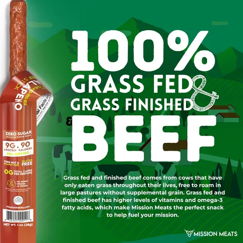 Miniatura 3 de Palitos de carne Mission Meats – 100% alimentados con pasto y criados en pasto, sin azúcar, envoltos individualmente, refrigerios saludables, aptos