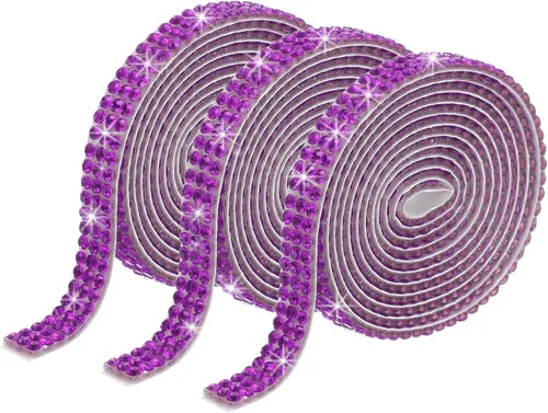 Miniatura 52 de MECCANIXITY 3 rollos de cinta de diamantes de imitación autoadhesiva de 3 yardas y 0.315 in para proyectos de artes y manualidades, pasteles de Beige