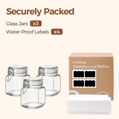 Miniatura 9 de ComSaf Paquete de 3 recipientes de café cuadrados de vidrio para bolsas de frijoles de 1 libra, tarros herméticos de 34 onzas con tapas