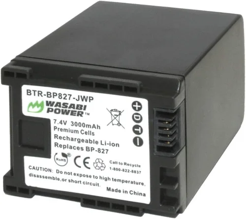Miniatura 2 de Wasabi Power Batería para Canon BP-827 (3000mAh, paquete de 2) y Canon HF G10, HF G20, HF M30, HF M300, HF M31, HF M32, HF M40, HF M400, HF M41, HF