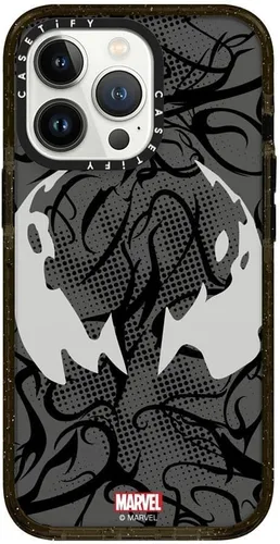 Miniatura 16 de CASETiFY Impact - Funda para iPhone 13 [Spider-Man Co-Lab / protección contra caídas de 6.6 pies] - Máscara Venom - Negro transparente