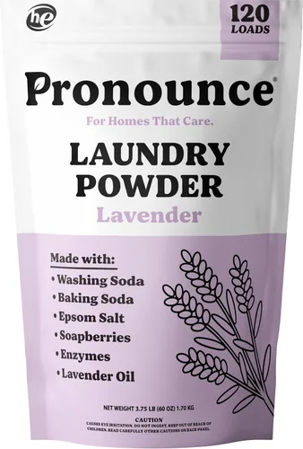 Pronounce Alternativa de detergente para ropa en polvo, ingredientes más limpios. Más seguro para pieles sensibles. Lucha contra manchas y olores.