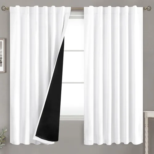 Miniatura 98 de BGment Cortinas 100% opacas beige de 63 pulgadas de largo con forro aislante térmico, bolsillo para varilla y lengüeta trasera de doble capa