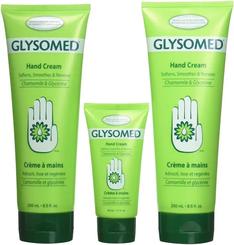 Glysomed - Combo de crema para manos, paquete de 3 (2 tubos grandes de 8.5 onzas líquidas + 1 bolsa de 1.7 onzas líquidas)