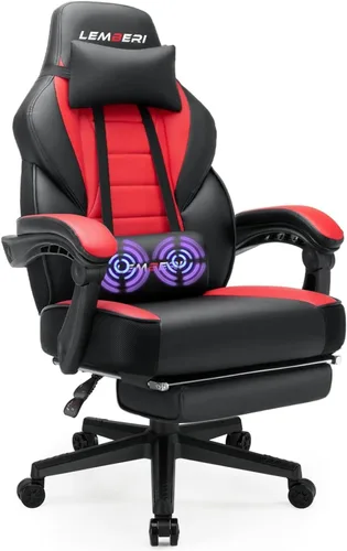 Miniatura 10 de LEMBERI Sillas de juegos para adultos, sillas ergonómicas de videojuegos con reposapiés, silla de juegos grande y alta, capacidad de peso de 400
