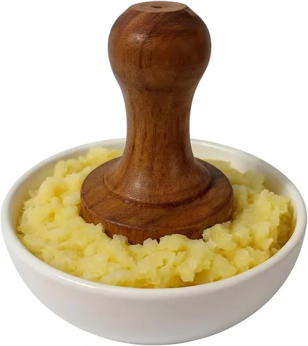 Miniatura 4 de Triturador de patatas de madera uso diario Pav de madera Bhaji/Vegetal/Triturador de patatas Roti Chapati de madera, Roti Bhakri o Khakara en Tava