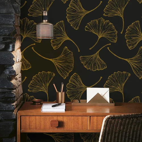 Miniatura 11 de CiCiwind Papel tapiz autoadhesivo para despegar y pegar, diseño moderno de hojas de ginkgo azul, papel de pared extraíble, grueso y texturizado