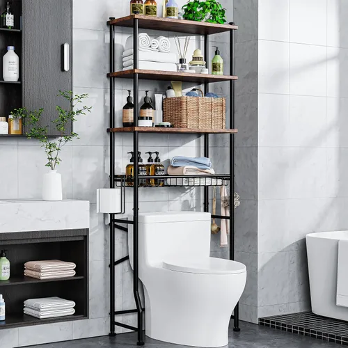 Miniatura 10 de Gabinete de almacenamiento sobre el inodoro, organizador de baño de 4 niveles y almacenamiento con estante ajustable, almohadilla impermeable