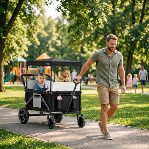 Miniatura 8 de Cochecito para 2 niños, cochecito plegable con toldo extraíble, cochecito plegable con 2 plazas y bolsillo de almacenamiento para bebés pequeños