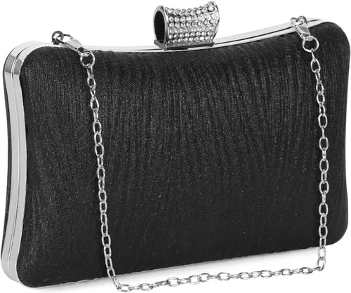 Miniatura 2 de UBORSE Bolso de mano con purpurina para mujer, bolsa de noche brillante con cadena desmontable, bolso de mano formal para fiesta, cóctel, baile