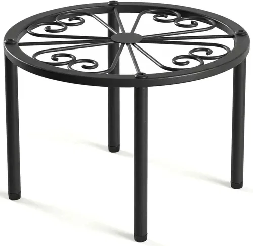 Miniatura 20 de TOSKING Soporte de metal resistente para plantas, patrón redondo de desplazamiento clásico de 9 pulgadas, patas niveladoras antideslizantes