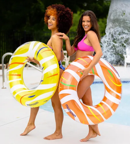 Miniatura 2 de Monsoon [Citrus] 2 flotadores de lujo para piscina, flotadores de tubo de playa, tubos de anillo Naranja Amarillo