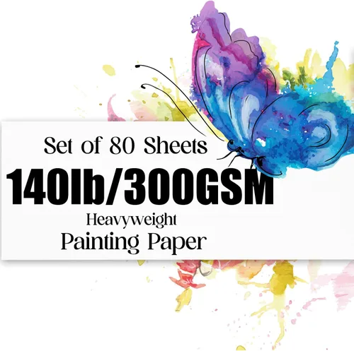 Miniatura 2 de Papel de acuarela de 5 x 7 pulgadas, 80 hojas, papel de artista pesado de 140 libras/300 GSM, papel de algodón natural de prensa en frío