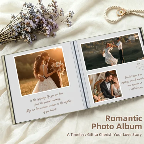 Miniatura 5 de popotop Álbum de fotos autoadhesivo con ventana de visualización de imágenes, kit de suministros de bricolaje para álbum de recortes de 40 páginas