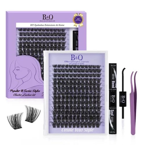 Miniatura 27 de B&Qaugen Racimos de Pestañas 156PCS Kit de Racimos de Pestañas B01+B02+B19 Kit de Extensión de Pestañas DIY Kit de Extensión de Pestañas 8-18mm