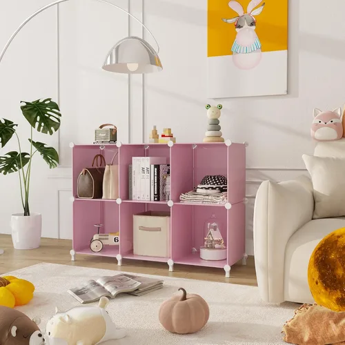 Miniatura 8 de AWTATOS Organizador de Almacenamiento en Cubos, Estantes de Cubos de Almacenamiento Estantería, 6 Cubos Organizadores de Closet y Almacenamiento