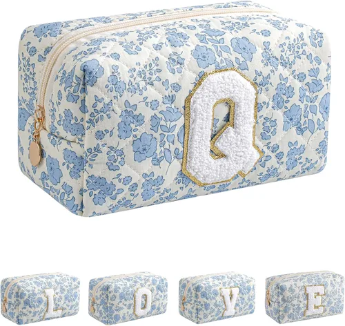 Miniatura 50 de Bolsa de maquillaje alfabética JOVAKIT, bolsa de cosméticos para mujeres, regalos de Navidad para niñas de 6 a 18 años, neceser de viaje con flores