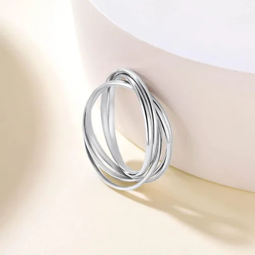 Miniatura 5 de Suplight Anillos entrelazados de plata de ley para mujer, anillo simple para ansiedad, anillos de polvo de estrellas lisos, anillo apilable