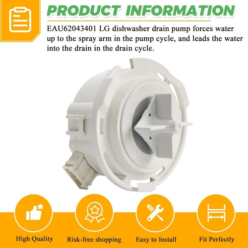Miniatura 3 de Motor de bomba de drenaje para lavavajillas EAU60710801 EAU62043401 (OEM) - Reemplazo para lavavajillas y secadora Ken-more y L-G - Reemplaza