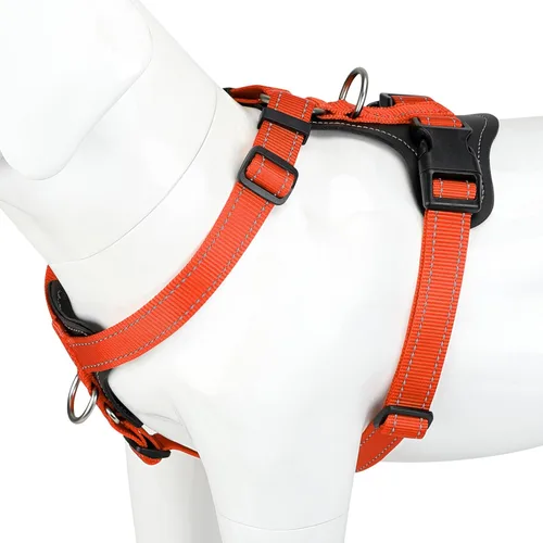 Miniatura 12 de Plutus Pet Arnés ajustable sin tirones para perro con detalles de cuero, chaleco de nailon reflectante resistente para entrenamiento, senderismo
