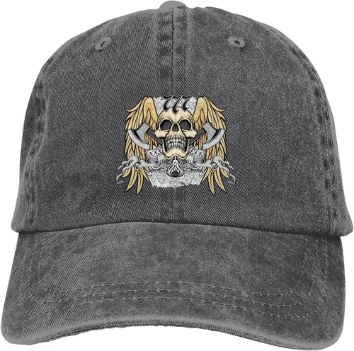 Miniatura 9 de Cowboy Hat Trendy Hats for Man and Women Djustable Four Season Outdoor Baseball Cap of Hell Skull with Angel Deep Heather