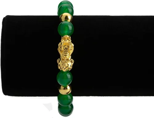 Miniatura 6 de ZenBless Fengshui - Pulsera de jade de porsperidad con dije de la suerte Feng Shui de obsidiana negra, regalo para hombres y mujeres con chapado