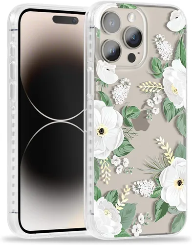 Miniatura 35 de SCORPIFY Funda para iPhone 15 Pro Max con diseño floral de Nemophila azul, bonita funda transparente para teléfono para mujeres y niñas