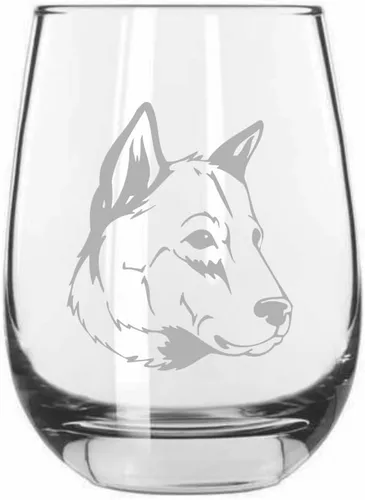 Miniatura 242 de Sakhalin Husky Dog - Copa de vino grabada personalizada de 15.25 onzas sin tallo