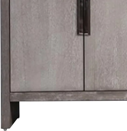 Miniatura 5 de Benzara Gris Sideboard Server, 4 Doors w Metal Handles, 60 Inch Stone Gray