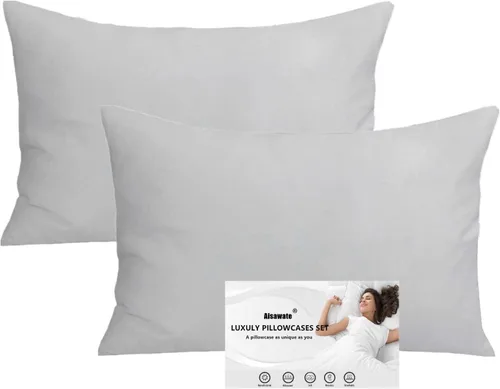 Miniatura 12 de Juego de 2 fundas de almohada negras de tamaño Queen estándar, fundas de almohada de algodón suave con cierre de sobre, resistentes al encogimiento