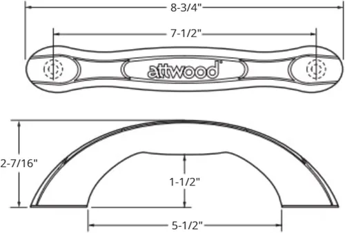 Miniatura 4 de Attwood 2050-5 Mango ergonómico de vinilo de una sola pieza, acabado blanco