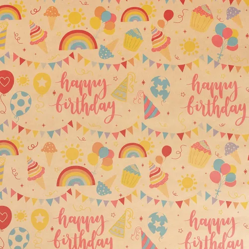 Miniatura 8 de RUSPEPA - Rollo de papel de estraza para envolver regalos, diseño de cumpleaños; ideal para cumpleaños, fiesta, baby shower; 24 pulgadas x 100 pies