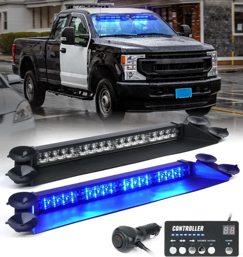 Miniatura 12 de LUMENIX Barra de luces estroboscópicas de emergencia LED para salpicadero con controlador, parabrisas, visera, advertencia de seguridad, luz