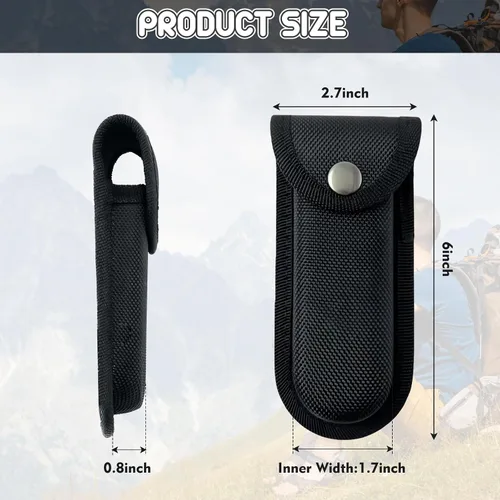 Miniatura 2 de Funda de nailon para cuchillos de bolsillo, funda plegable para cuchillos EDC de 5 a 5.5 pulgadas, bolsa multiherramienta con cierre a presión