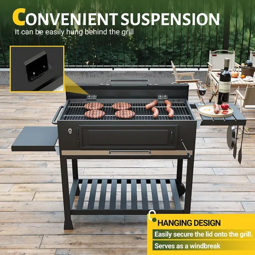 Miniatura 3 de HECASA Tapa dura para parrilla de 36 pulgadas, color negro, de aluminio, impermeable, compatible con Blackstone y más (sin chapado en diamante)