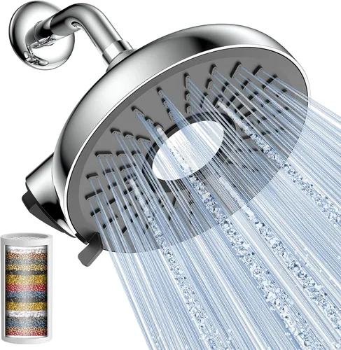 Miniatura 7 de Cabezal de ducha filtrado, cabezal de ducha de lluvia fijo de alta presión de 8 pulgadas con filtro, los dermatólogos lo recomiendan para suavizar