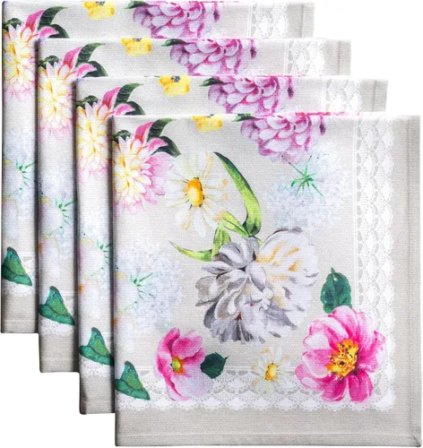 Miniatura 143 de Maison d' Hermine Happy Florals - Juego de 4 servilletas 100% algodón suave y cómodo perfectas para cenas familiares, bodas, fiestas de cóctel, 063
