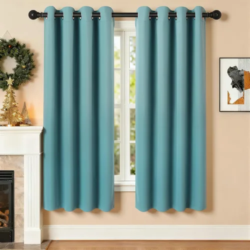 Miniatura 22 de Cortinas de oscurecimiento de habitación de 45 pulgadas de largo para dormitorio y sala de estar, cortinas térmicas aislantes con ojales