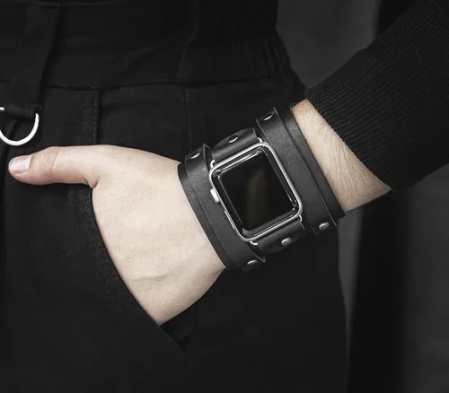 Miniatura 2 de Correa ancha de cuero compatible con Apple Watch de 1.496 in 1.575 in 1.614 in 1.654 in 1.732 in 1.772 in 1.811 in 1.929 in, hecho a mano UA 1715