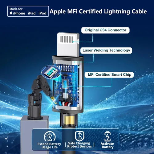 Miniatura 2 de Cargador rápido para automóvil con certificación MFi de Apple, paquete de 2 unidades de 4.8 A, cargador USB dual de 4.8 A, cargador Carplay USB