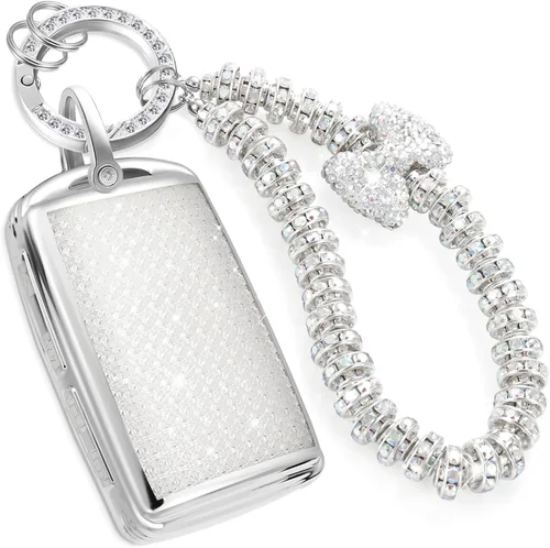 Miniatura 42 de Funda para llavero Jeep con llavero trenzado de diamante de lujo, funda suave mejorada para Wrangler Rubicon Gladiator JL JLU JT Sahara JLU Flip