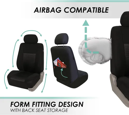 Miniatura 5 de FH Group Fundas de asiento de automóvil 3D de malla de aire con elegancia moderna, compatibles con bolsa de aire y listas para separar, juego