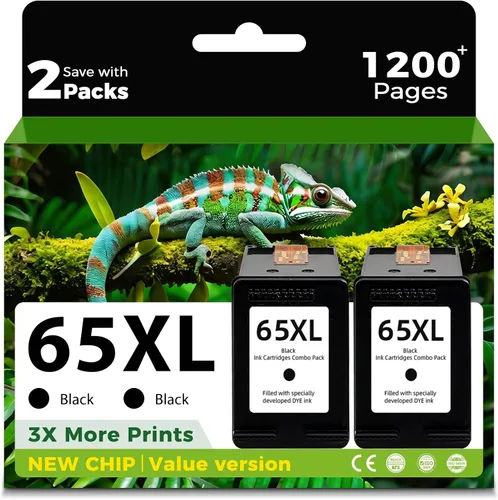 Skyink 65XL - Cartuchos de tinta negra de repuesto para HP Ink 65 XL (2 paquetes combinados negros), para HP65XL 5055, 5000, 5052, 5010, 5070, 5014,