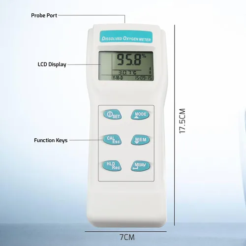 Miniatura 4 de Gain Express Medidor de oxígeno disuelto con electrodo Medidor de DO portátil Probador de calidad de agua con pantalla LCD grande Función de memoria